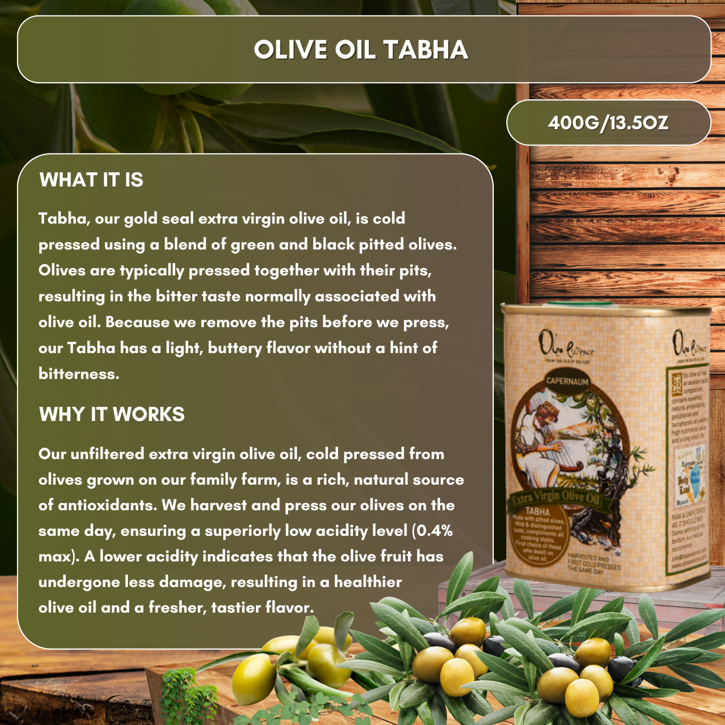 Tabha (Gold Seal) Extra Virgin Olive Oil - Can - 400mL/13.5oz