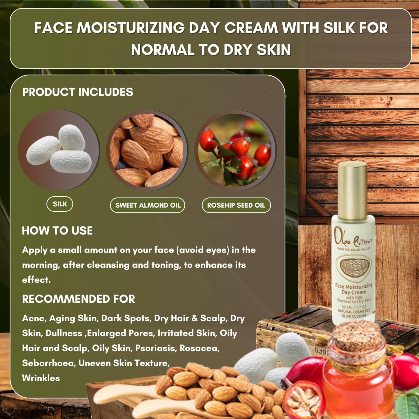 Face Moisturizing Day Cream with Silk Protein for Normal to Dry Skin - 47.5g/1.67 wt oz
