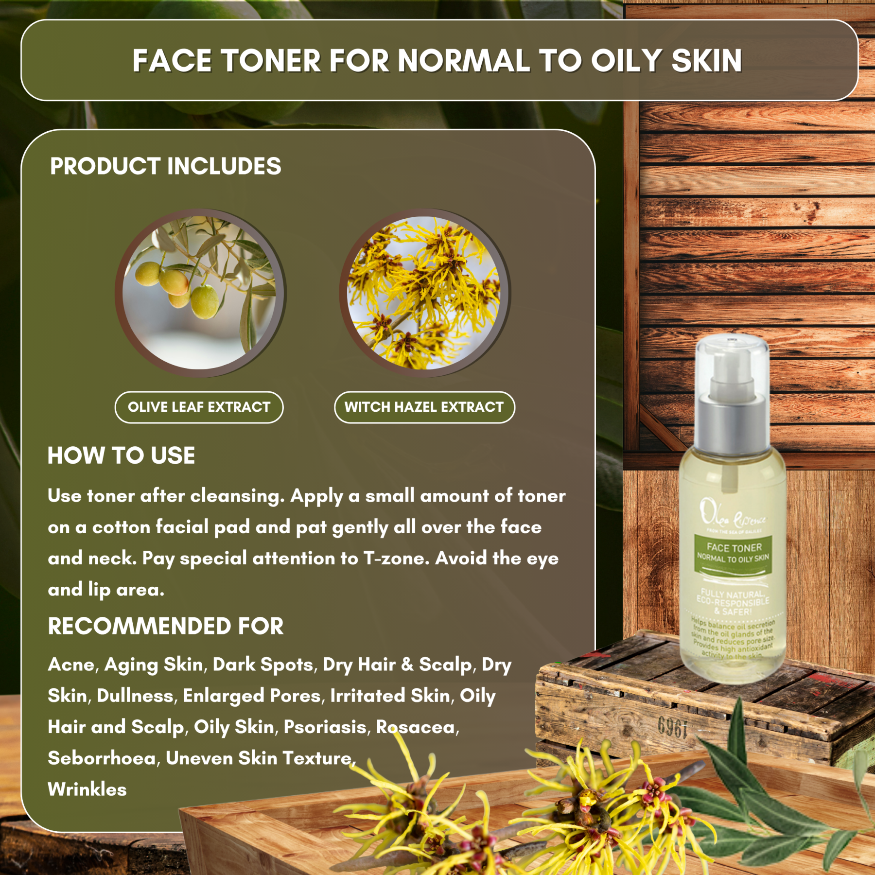 Face Toner for Normal to Oily Skin - 120ml/4 oz