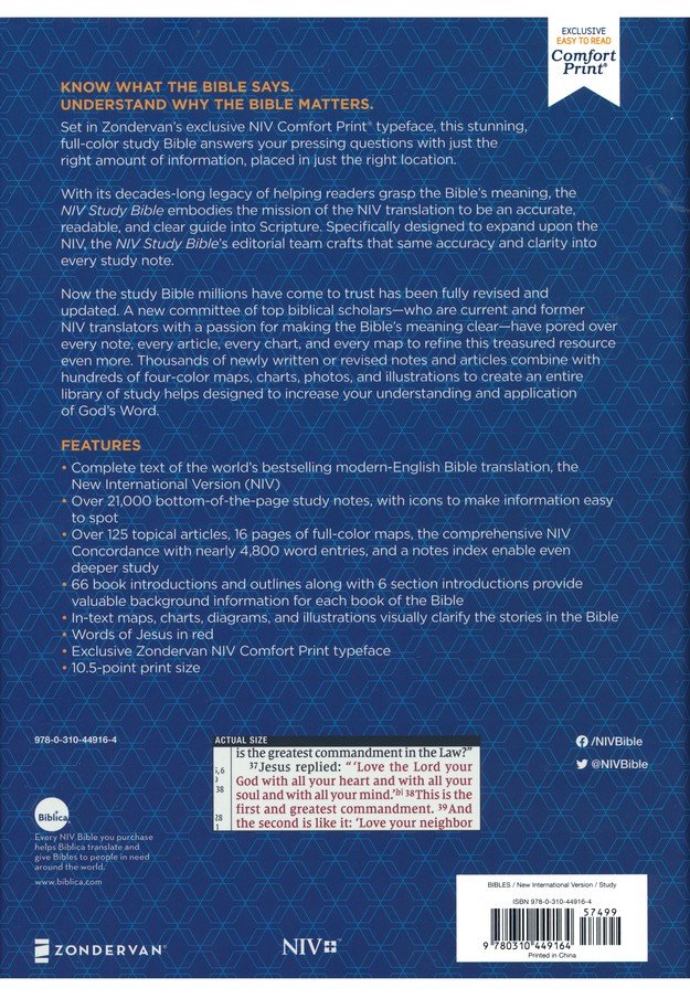 NIV Study Bible, Fully Revised Edition (Study Deeply. Believe Wholeheartedly.), Large Print, Hardcover