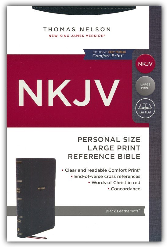 NKJV, End-of-Verse Reference Bible, Personal Size Large Print, Leathersoft, Black