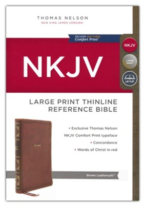 NKJV, Thinline Reference Bible, Large Print, Leathersoft, Brown, Red Letter, Comfort Print