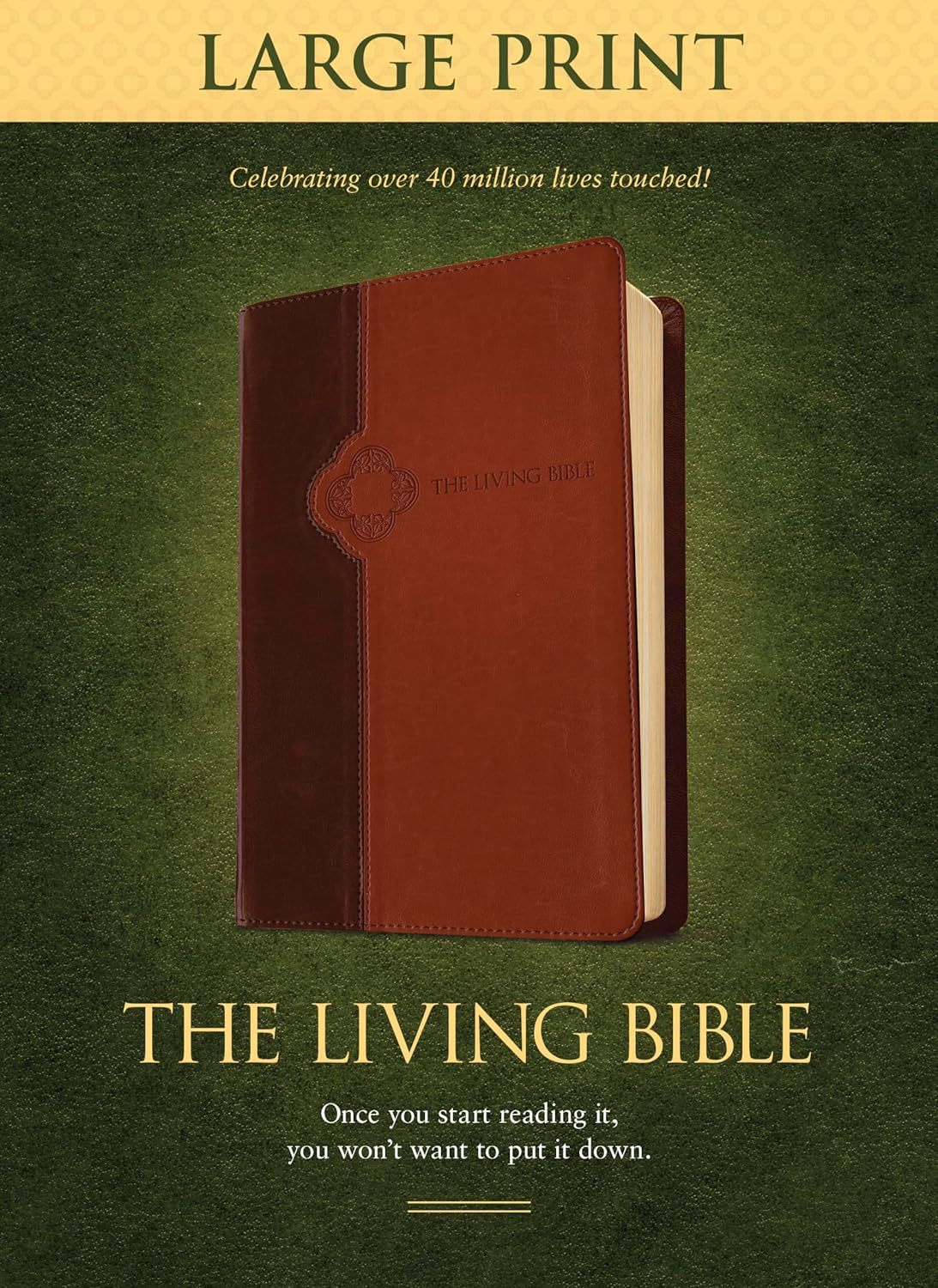 The Living Bible TLB, Large Print LeatherLike TruTone, Brown/Tan