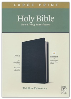 NLT Thinline Reference Bible, Filament Enabled Ed., Large Print Leatherlike, Cross Grip Black