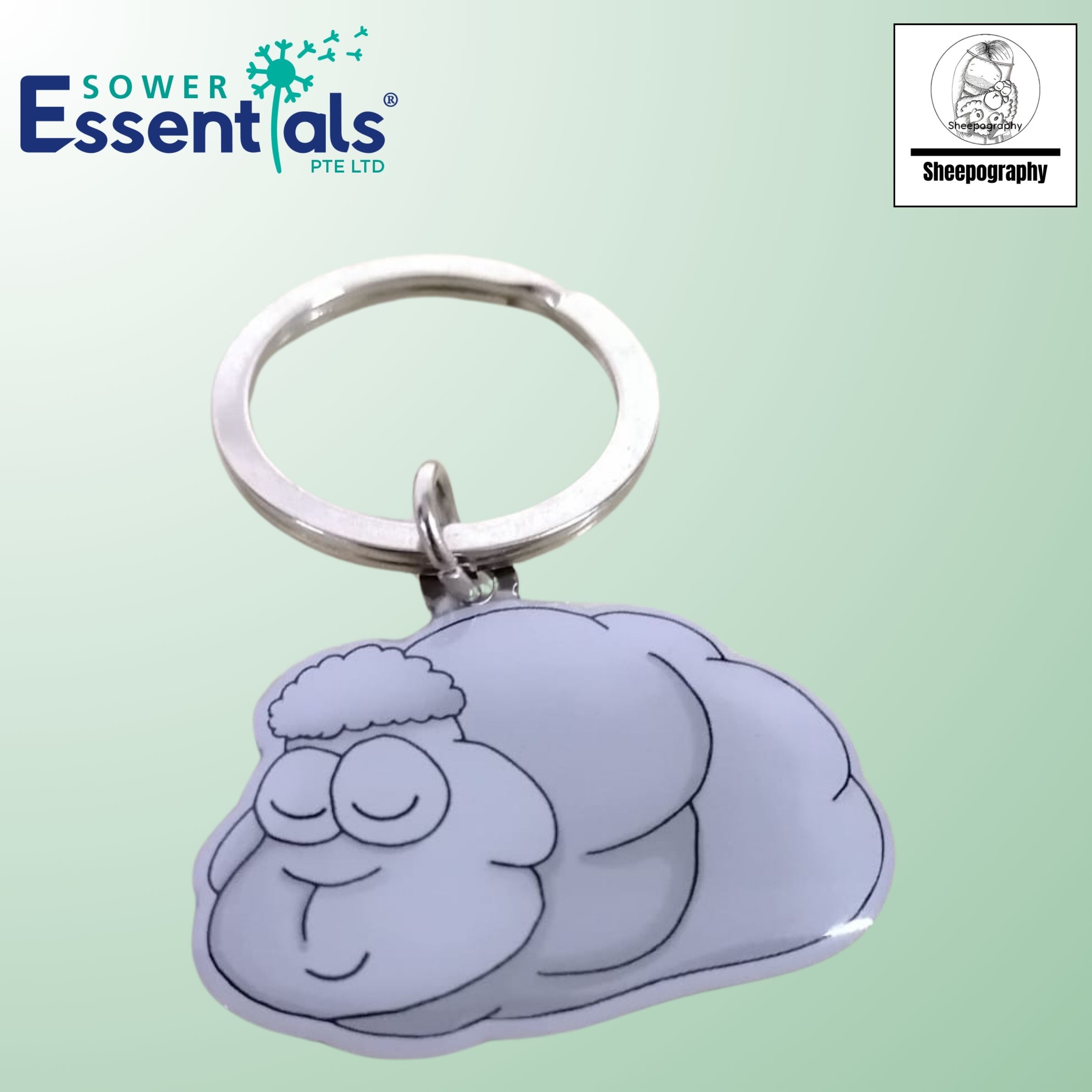 Sheepography Keychain - Psalms 4:8