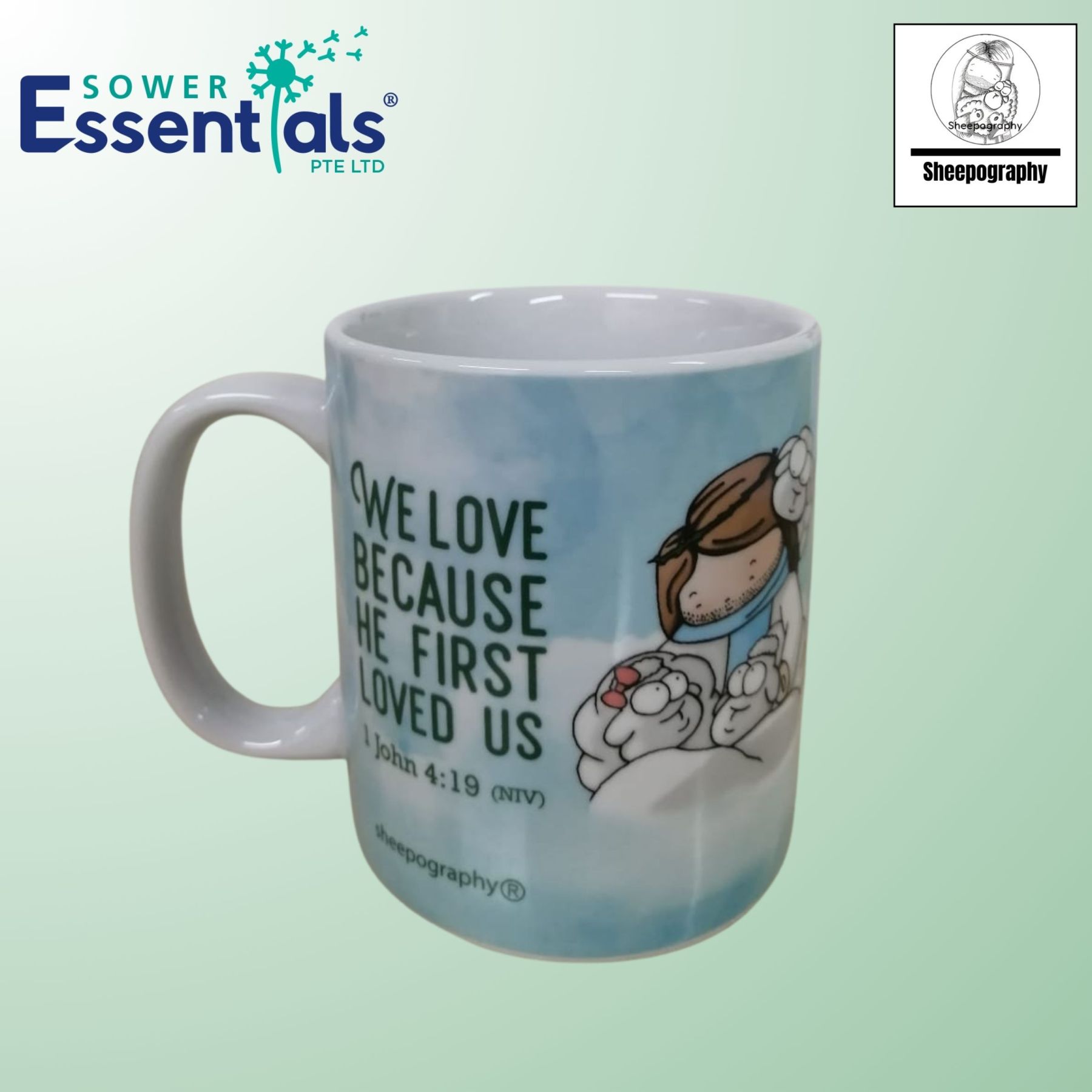 Sheepography Mug Design 1 (1 John 4:19)