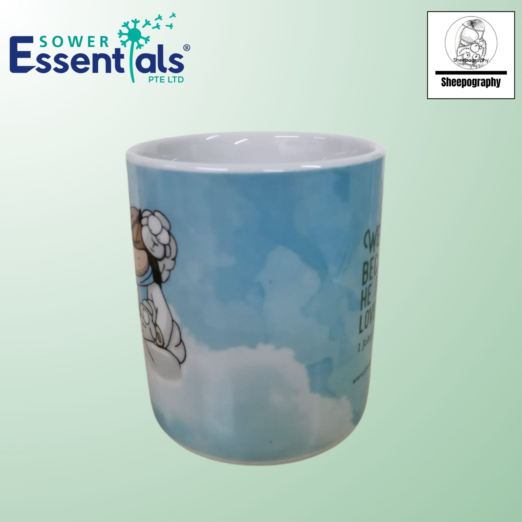Sheepography Mug Design 1 (1 John 4:19)