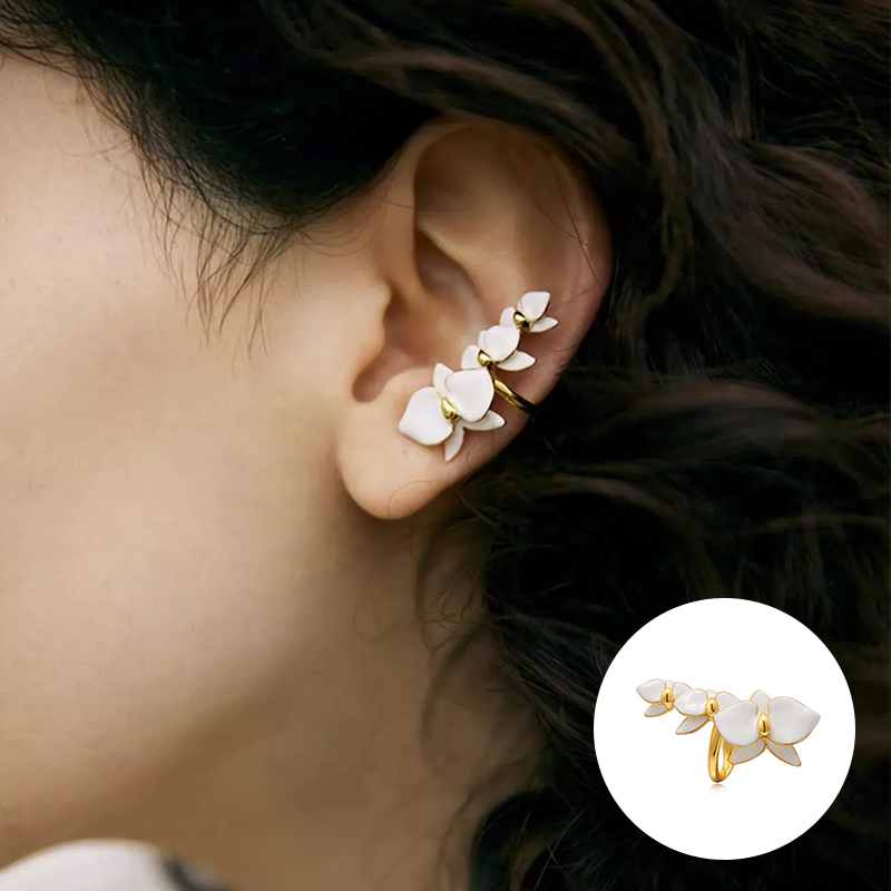 琺瑯蝴蝶蘭 / 耳骨耳夾 / 小眾設計耳環 | 法式穿搭 -P&N 珠寶