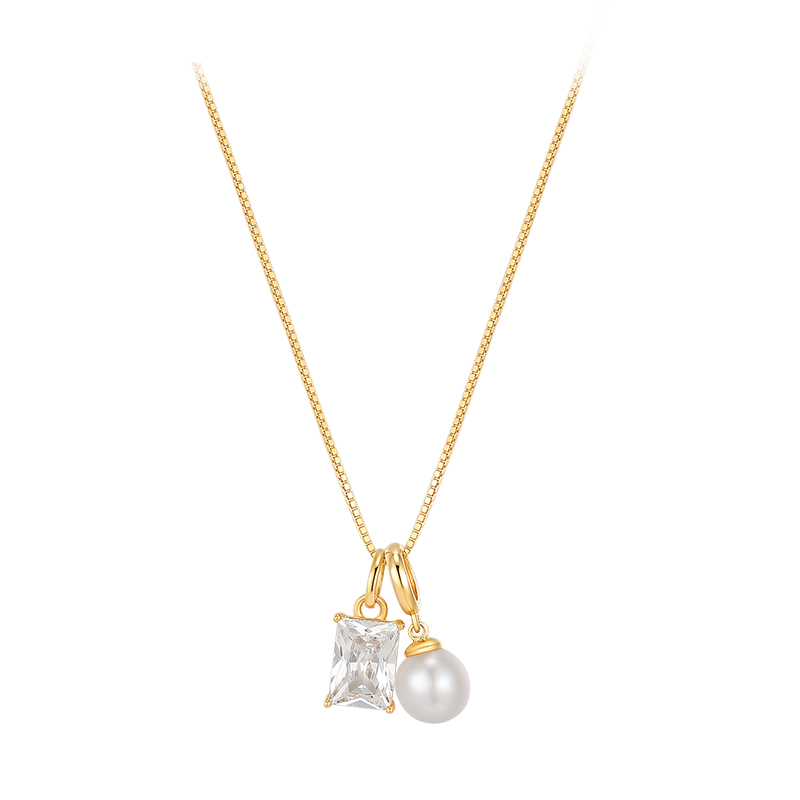 小方塊珍珠項鍊 / 雙層疊戴 / 復古飾品 | 法式穿搭-P&N 珠寶
