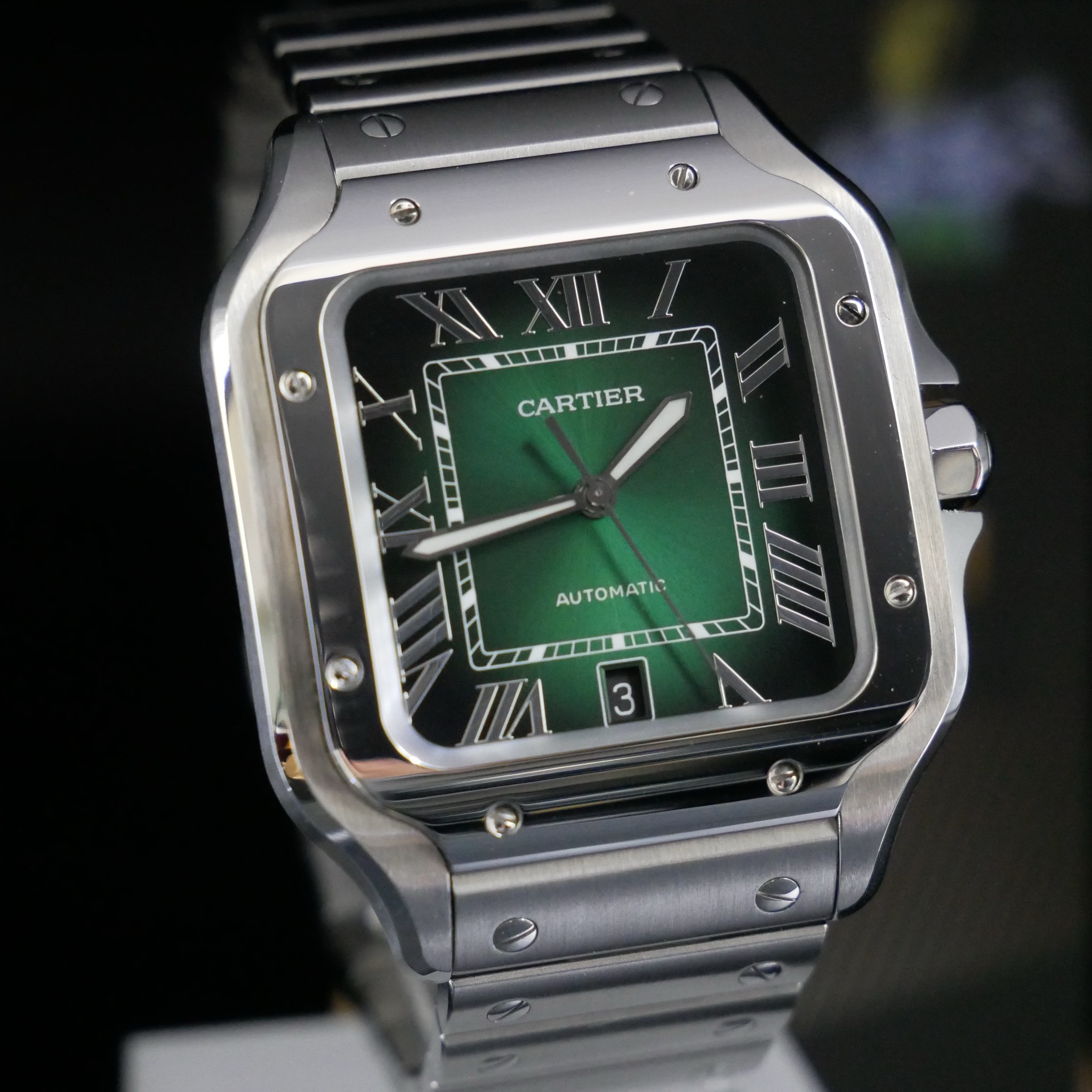 卡地亚 CIRTAER Santos 山度士 大型绿面精钢 WSSA0062