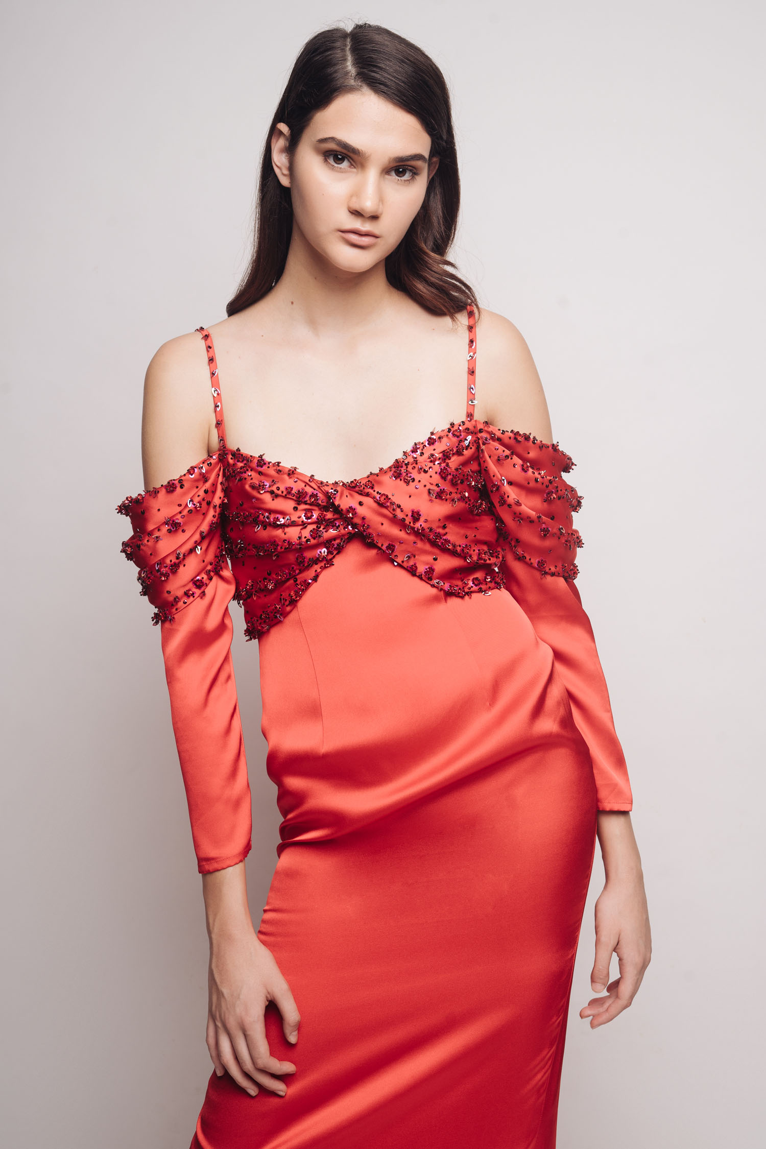 Caro Dress - Orange Red