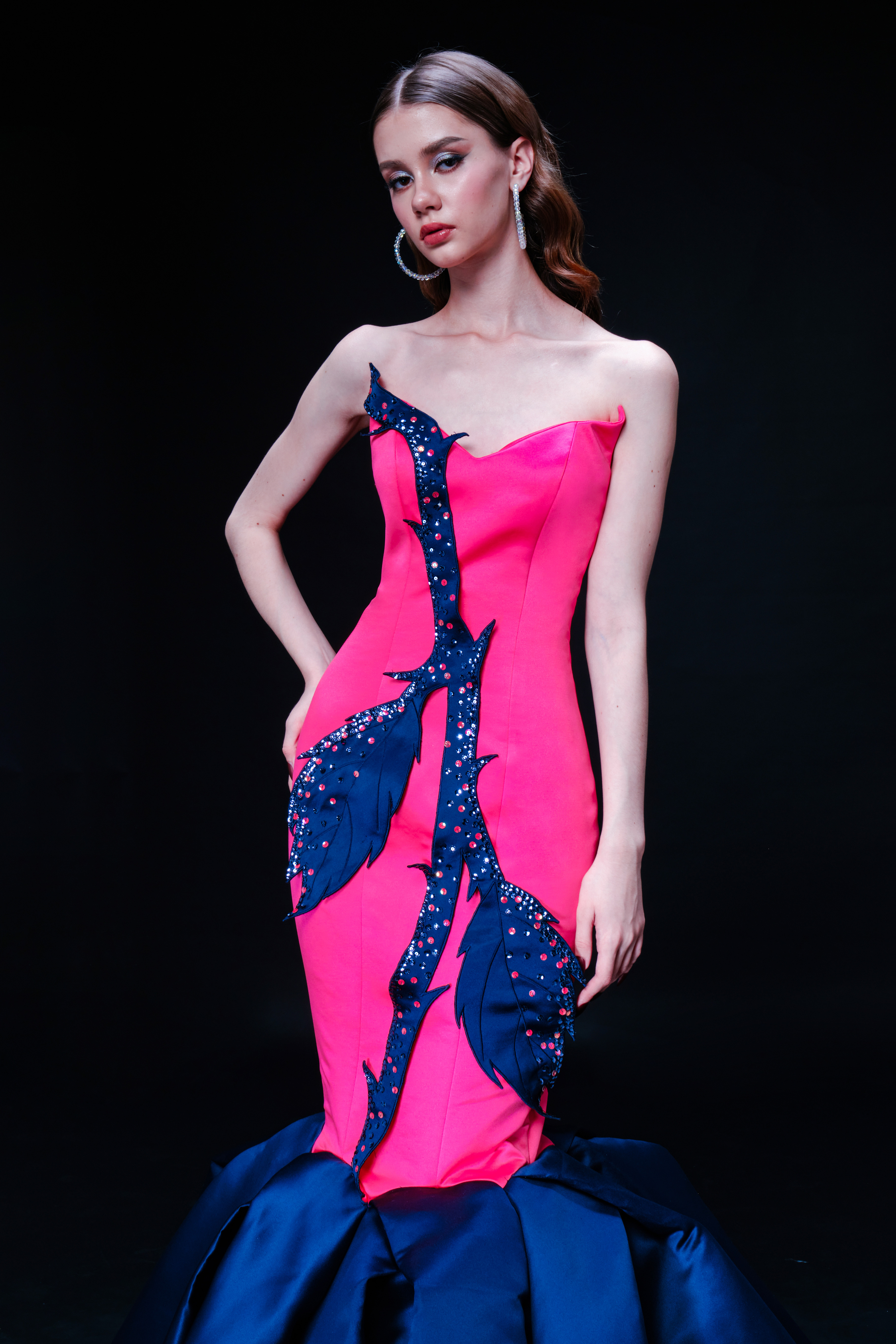 Girolla Dress - Fuchsia Navy