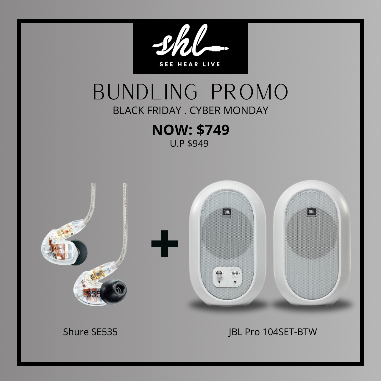 Shure SE535 Sound Isolating™ Earphones with FREE JBL Pro 104-BT White (Pair) OR Shure MV5C Home Office Microphone