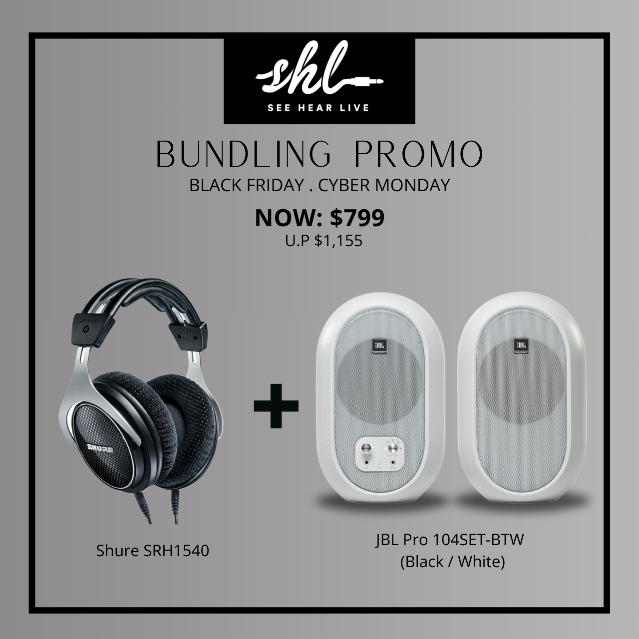 Shure SRH1540 Premium Closed-Back Headphones with FREE Gift of Choice