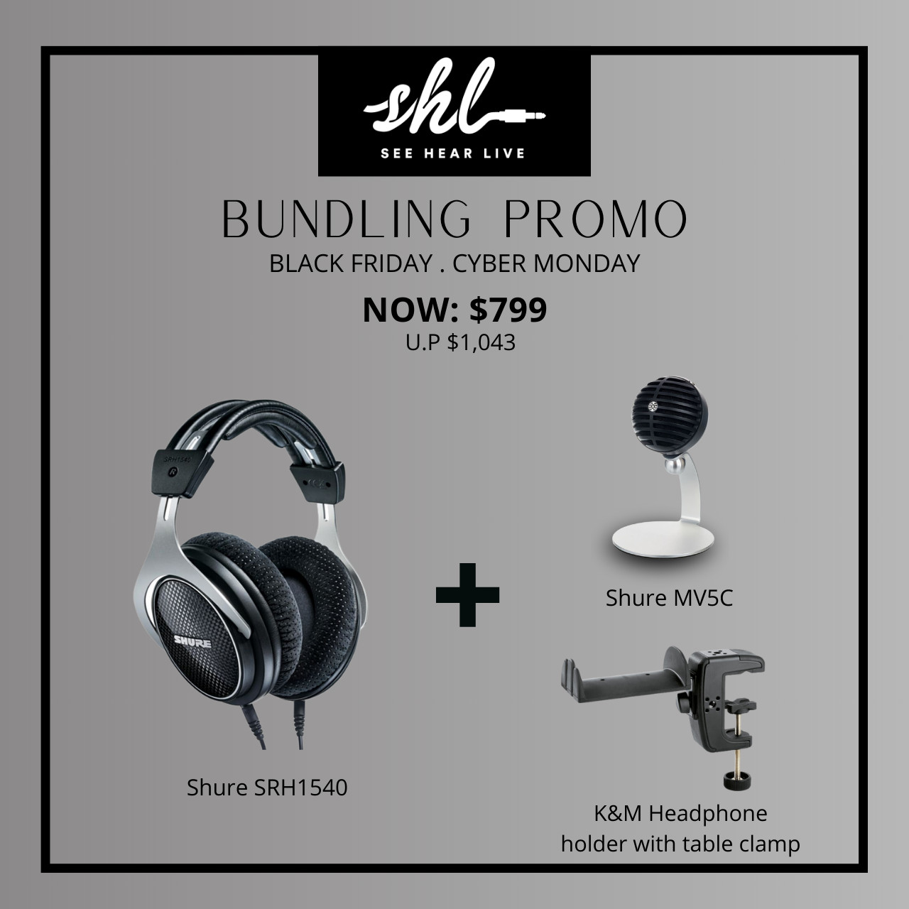 Shure SRH1540 Premium Closed-Back Headphones with FREE Gift of Choice