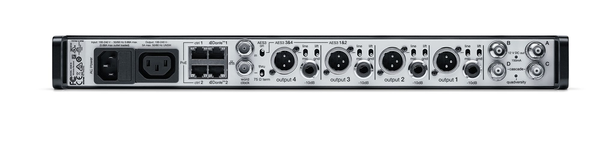 Shure AD4Q Four-Channel Digital Wireless Receiver