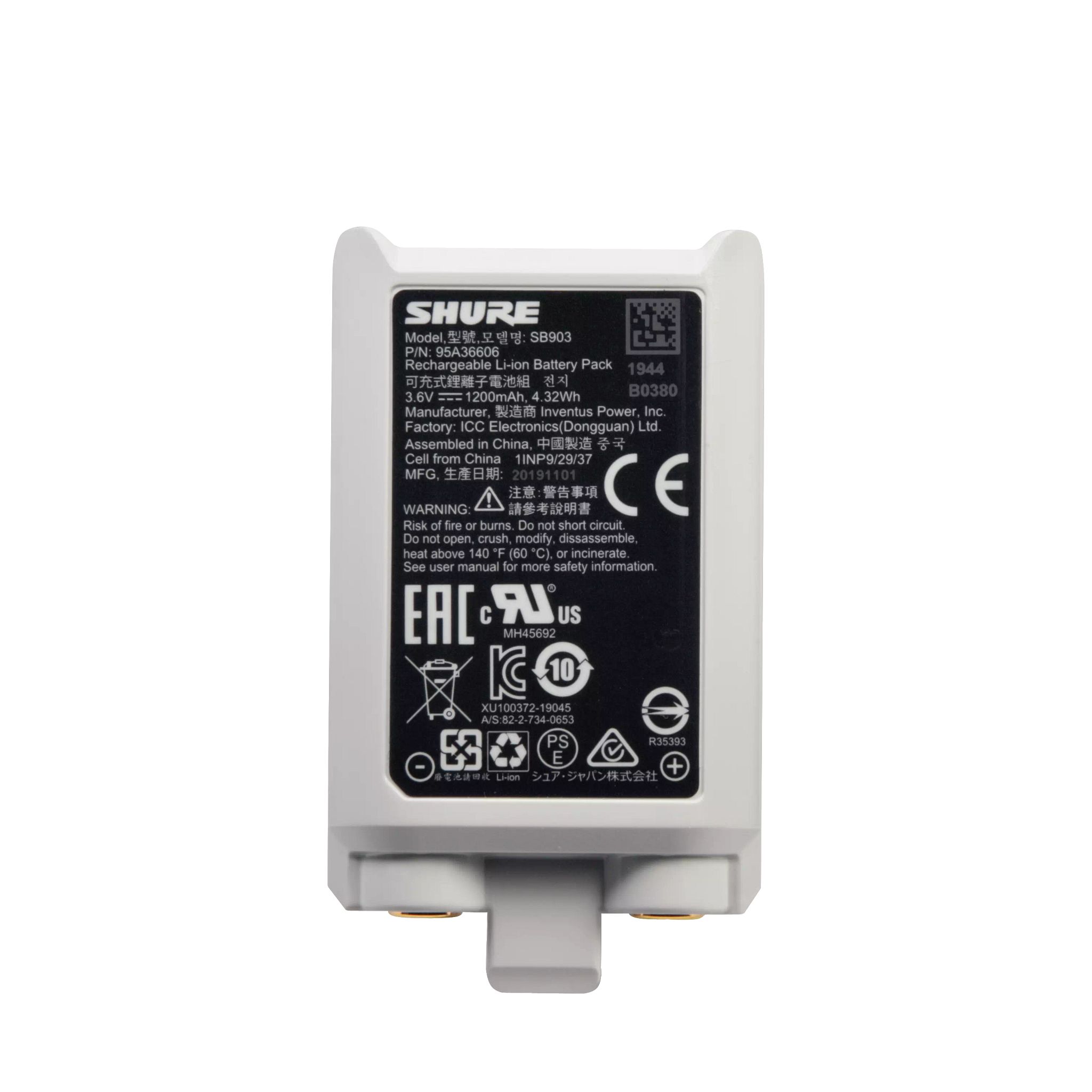 SB903 Lithium-ion battery for SLX-D Wireless Transmitters