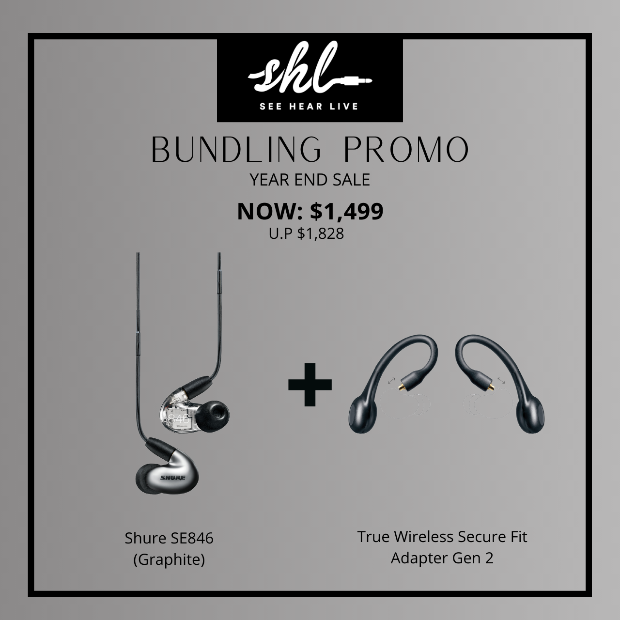 SE846 Sound-Isolating Gen 2 Earphones with FREE True Wireless Secure Fit Adapter Gen 2