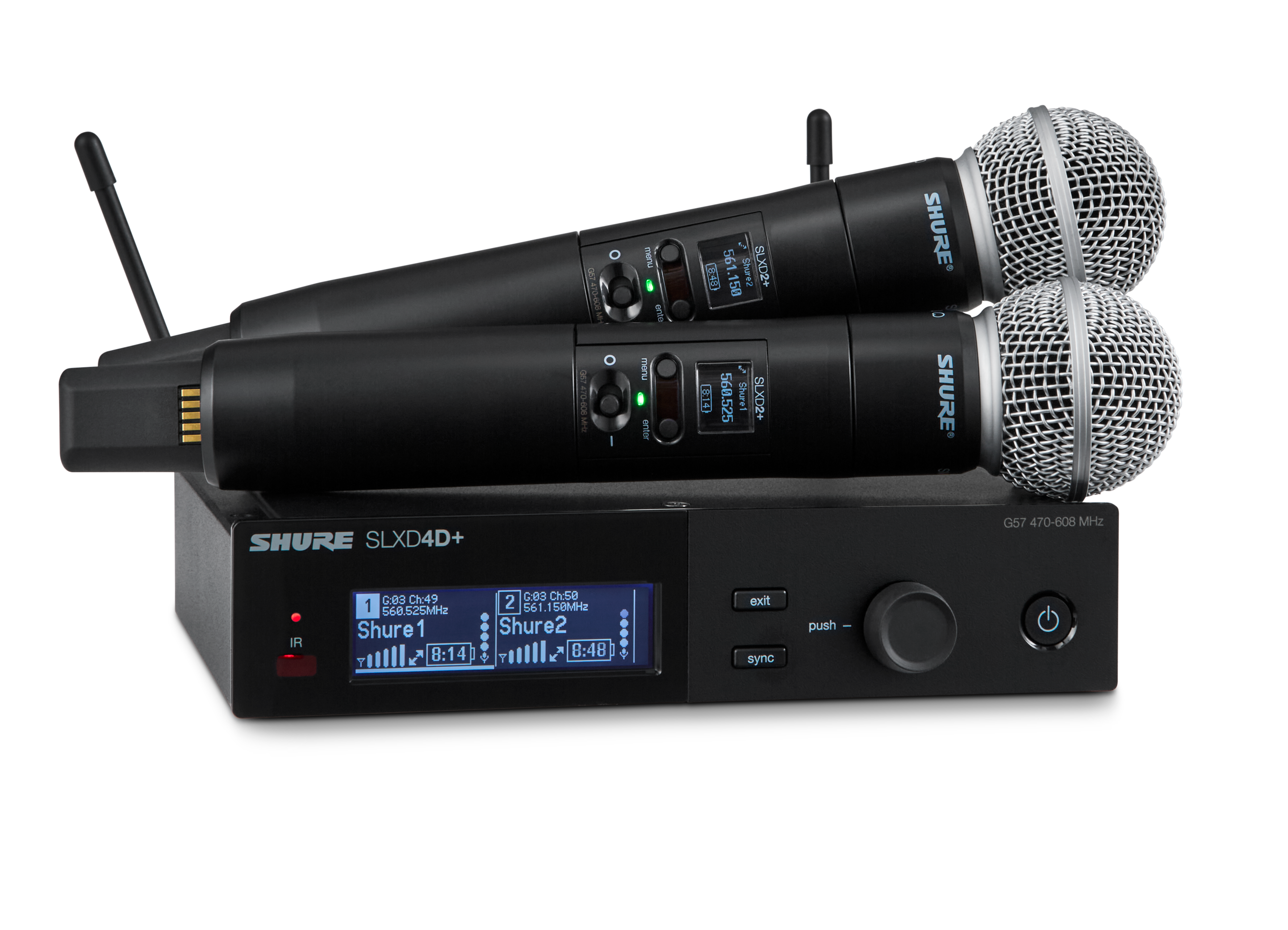 Shure SLXD24D+/58 Dual Wireless System with 2 SLXD2+/58 Handheld Transmitters