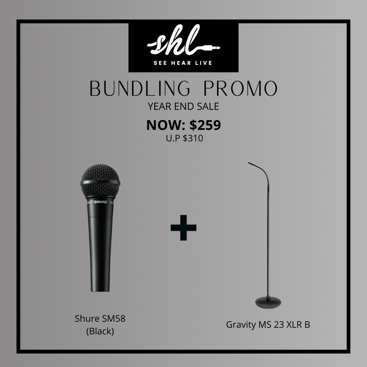 Shure SM58 with Gravity MS 23 XLR B