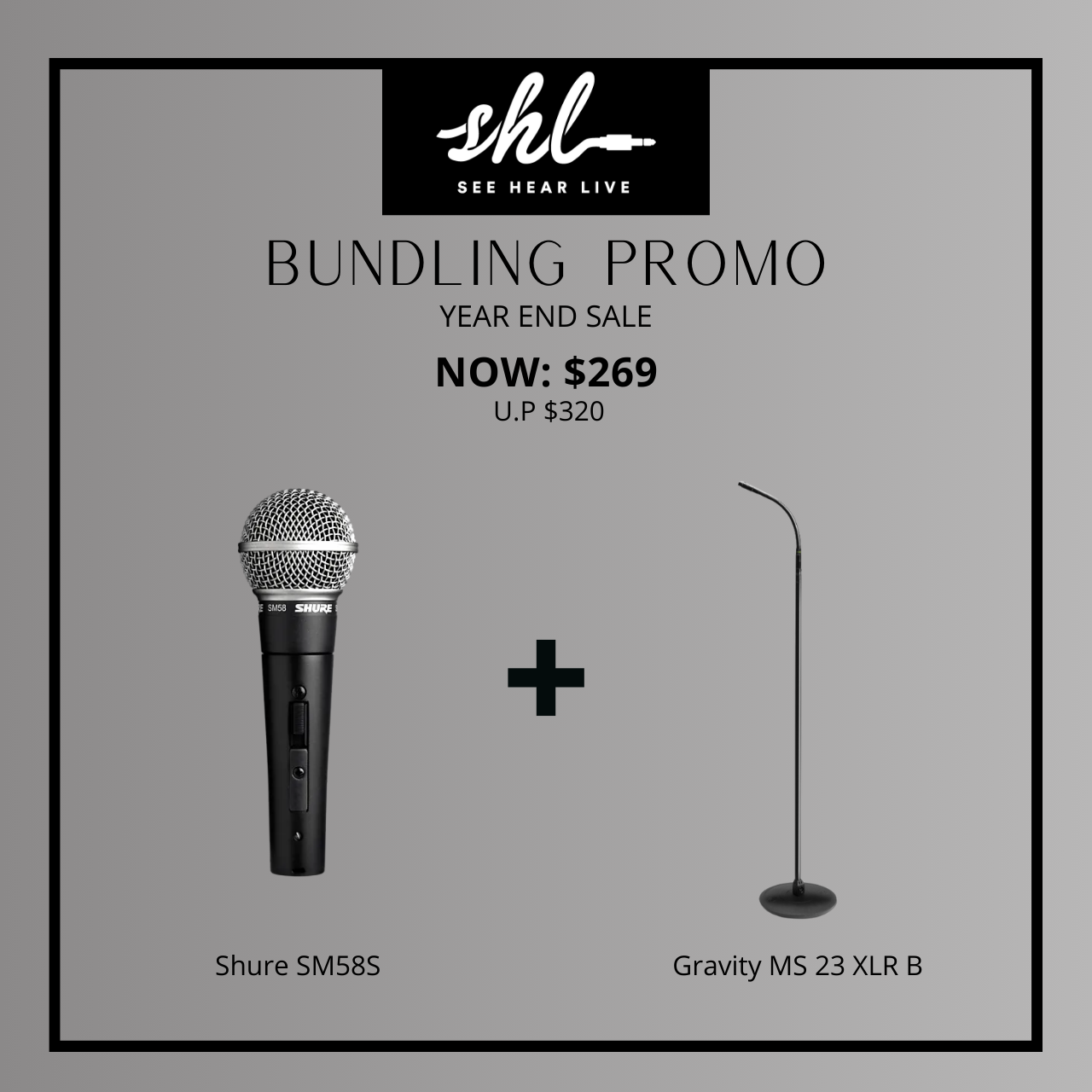 Shure SM58 with Gravity MS 23 XLR B