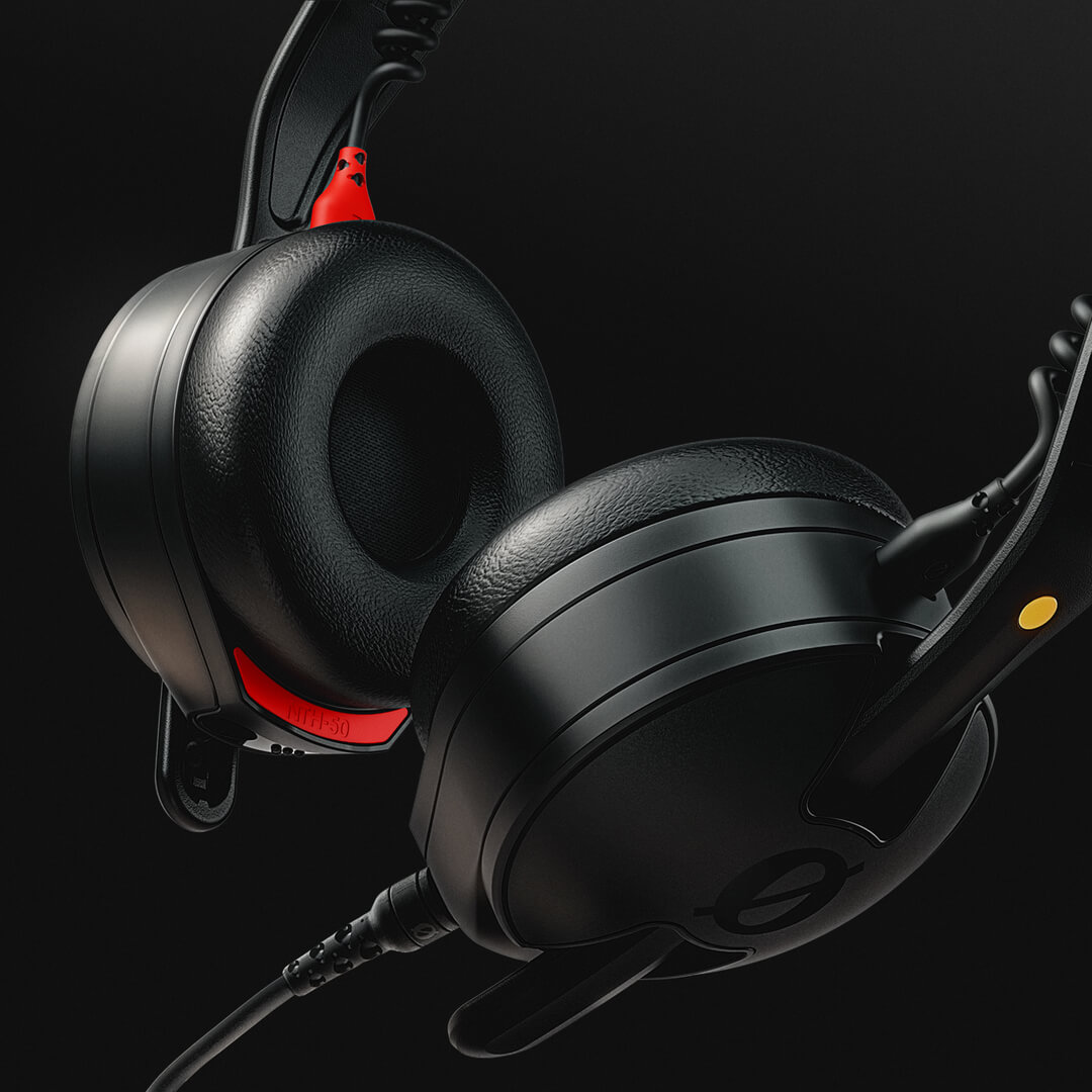 NTH-50 close-up of earcups on black background