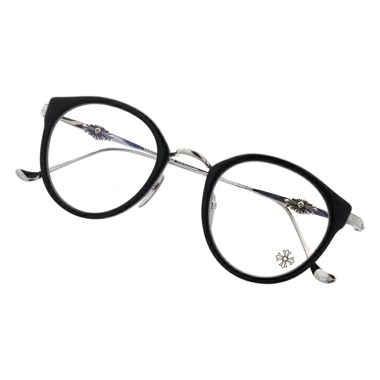 クロムハーツ メガネ　 度なし 伊達メガネ 眼鏡 メガネフレーム CHROME HEARTS DIG BIG BK/SS 45サイズ ボストン型 ユニセックス メンズ レディース 紫外線 UVカット ラッピング無料