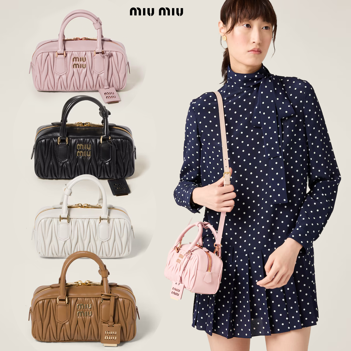◆miu miu◆【アルカディ/マテラッセレザーバッグ ボウリングバッグ】◆5色◆