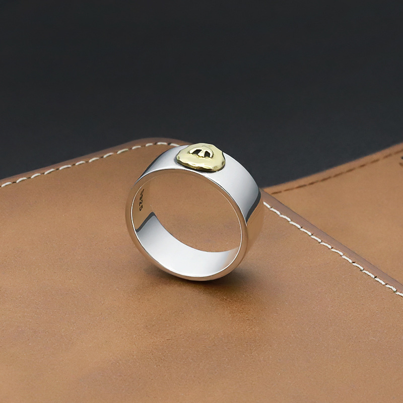 goros (ゴローズ) 金メタル付き 平打ちリング