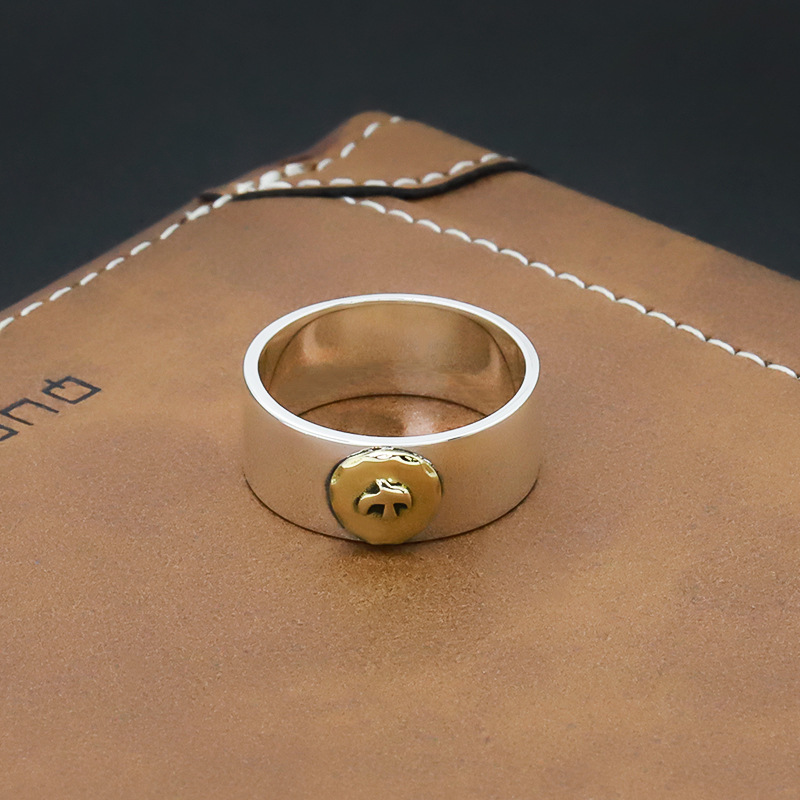 goros (ゴローズ) 金メタル付き 平打ちリング