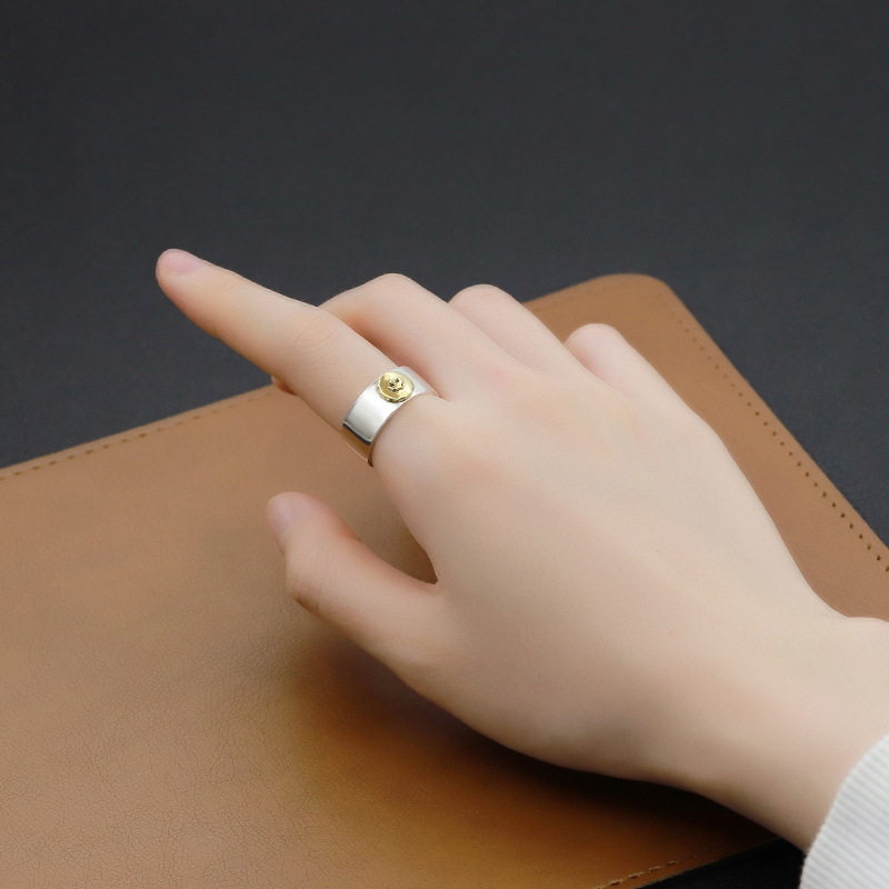 goros (ゴローズ) 金メタル付き 平打ちリング