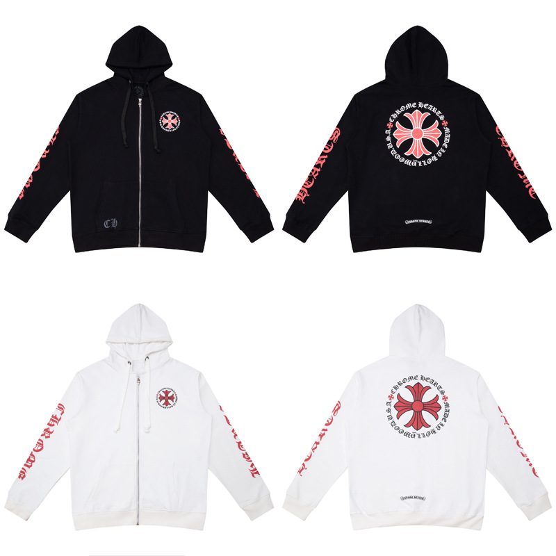 クロムハーツ ジップアップパーカー ブラック／ホワイト選択可 BF5002
