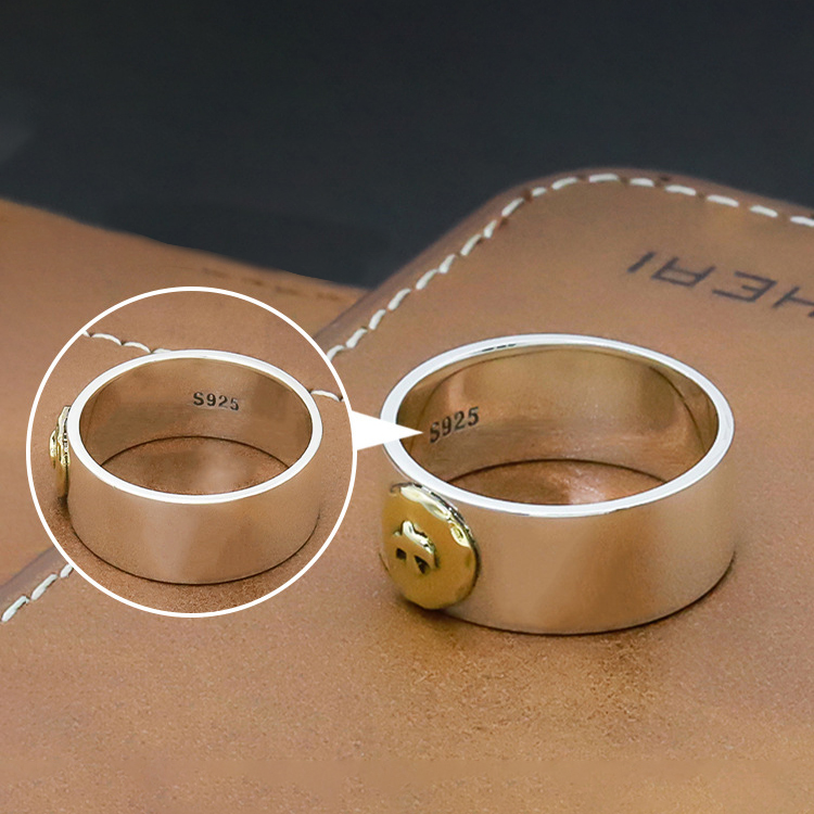 goros (ゴローズ) 金メタル付き 平打ちリング