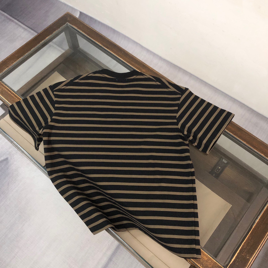 【Moncler】2025年新作 モンクレール メンズ 半袖 ラウンドネックストライプコットンTシャツ MC006