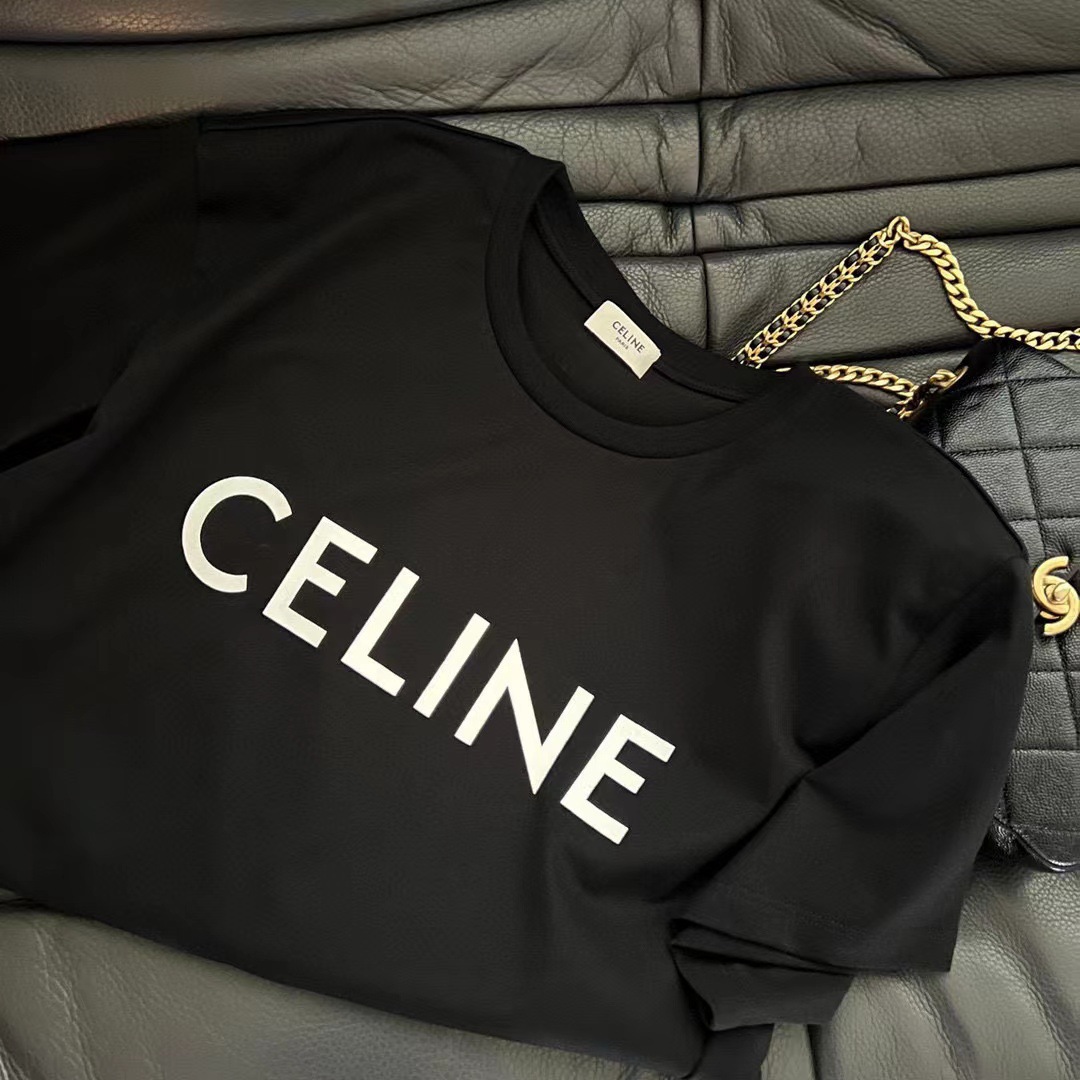 CELINE 2025年春夏新作 クラシックロゴ レタープリント 半袖Tシャツ 【男女兼用】