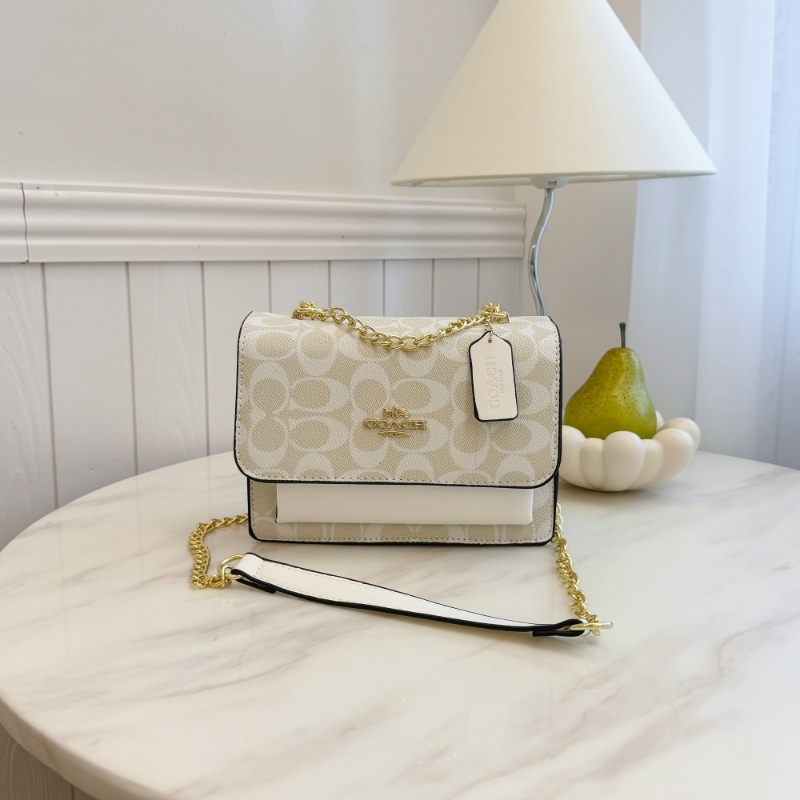 COACH コーチ バッグ コーティングキャンバス レザー シグネチャー チェーン ドロップハンドル クロスボディ ショルダーバッグ 