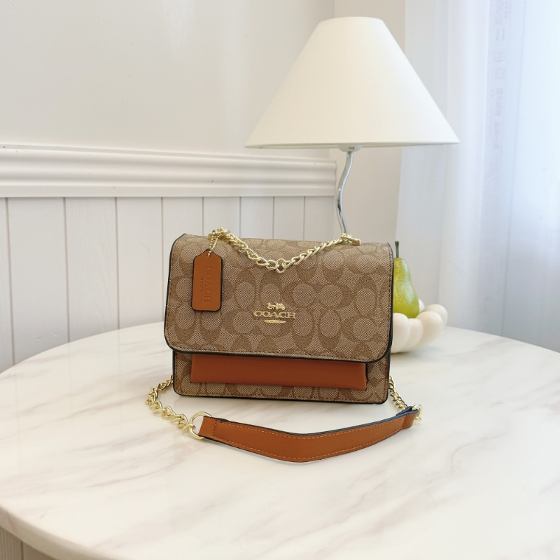 COACH コーチ バッグ コーティングキャンバス レザー シグネチャー チェーン ドロップハンドル クロスボディ ショルダーバッグ 