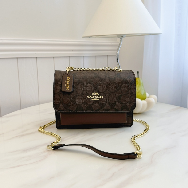 COACH コーチ バッグ コーティングキャンバス レザー シグネチャー チェーン ドロップハンドル クロスボディ ショルダーバッグ 