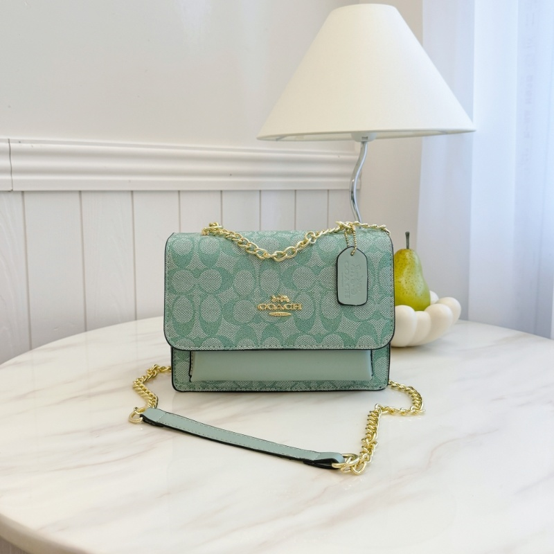 COACH コーチ バッグ コーティングキャンバス レザー シグネチャー チェーン ドロップハンドル クロスボディ ショルダーバッグ 