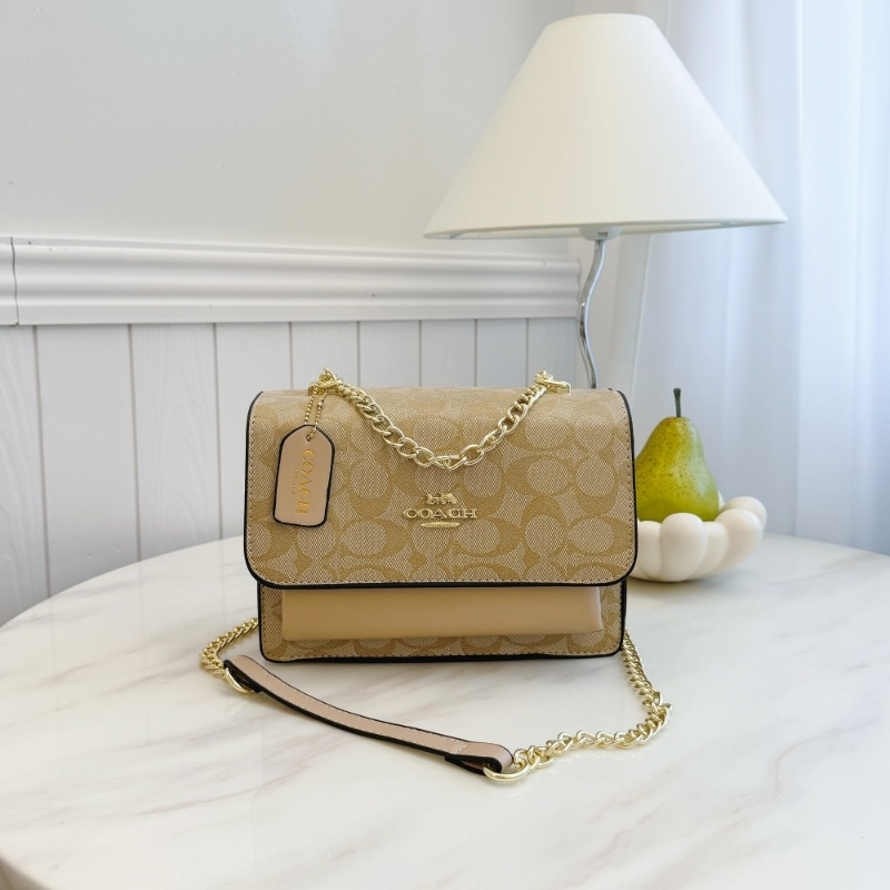 COACH コーチ バッグ コーティングキャンバス レザー シグネチャー チェーン ドロップハンドル クロスボディ ショルダーバッグ 