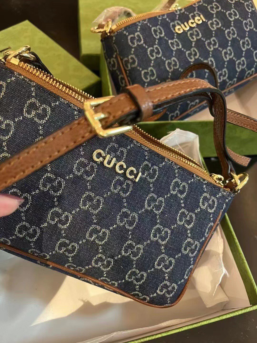 【GUCCI】グッチ デニムクロスボディバッグ 長さ18cm