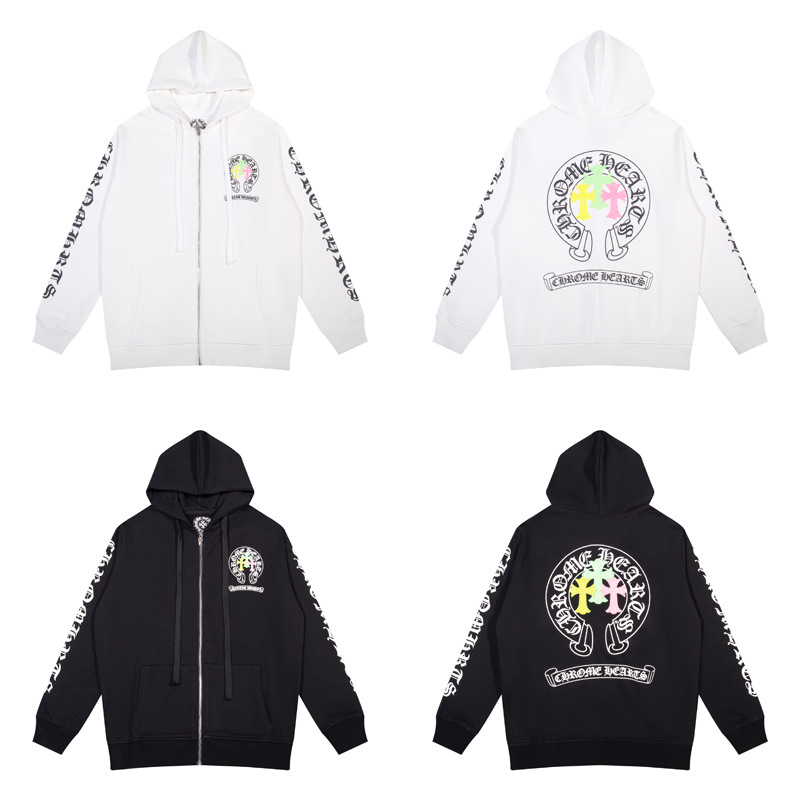 クロムハーツ ジップアップパーカー ブラック／ホワイト選択可 BF5009