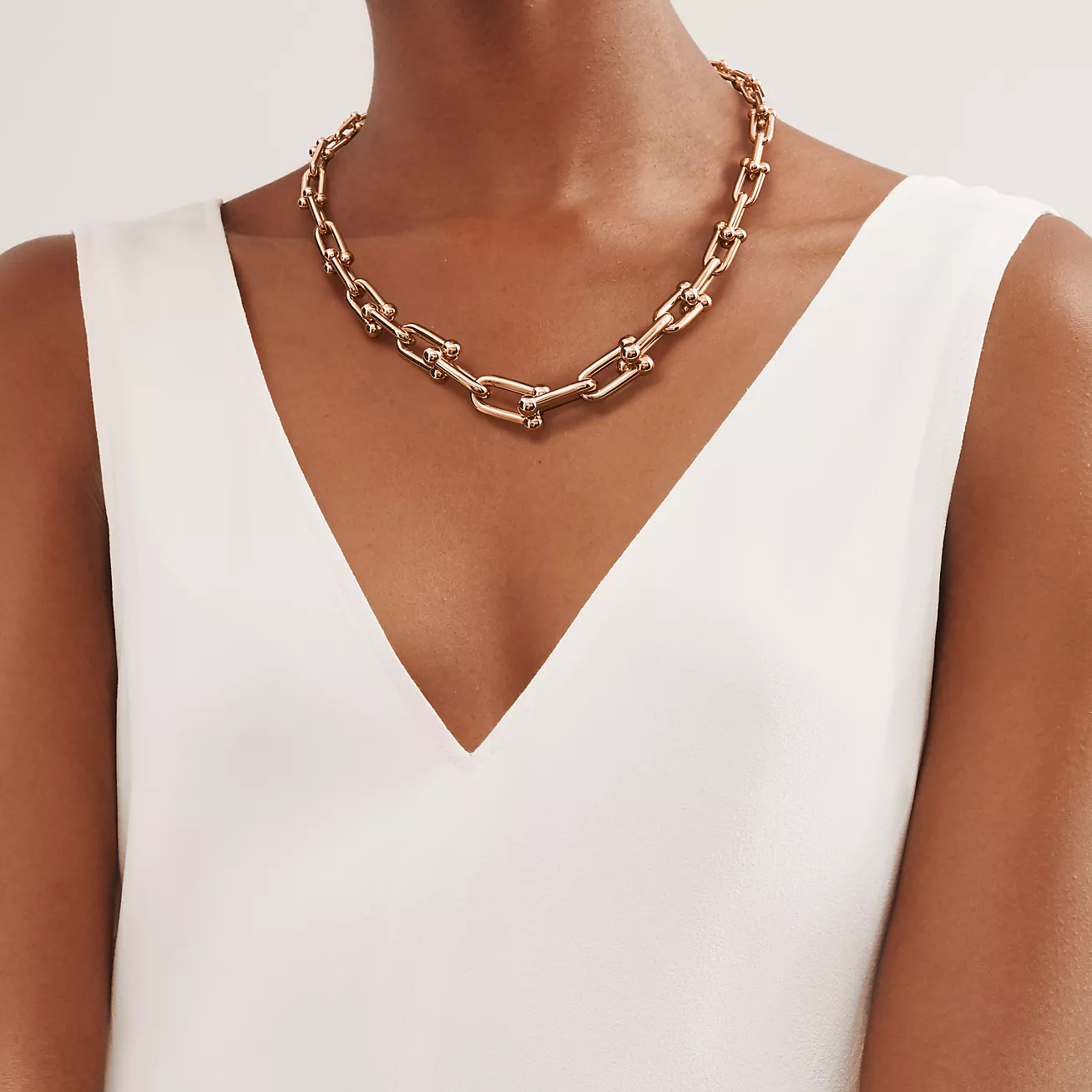 ティファニー/Tiffany ハードウェア グラジュエイテッド リンク ネックレス ローズゴールド