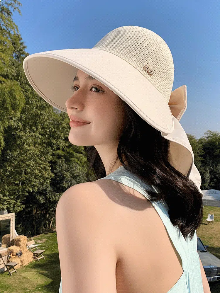  女性うなじまで守る日よけハット