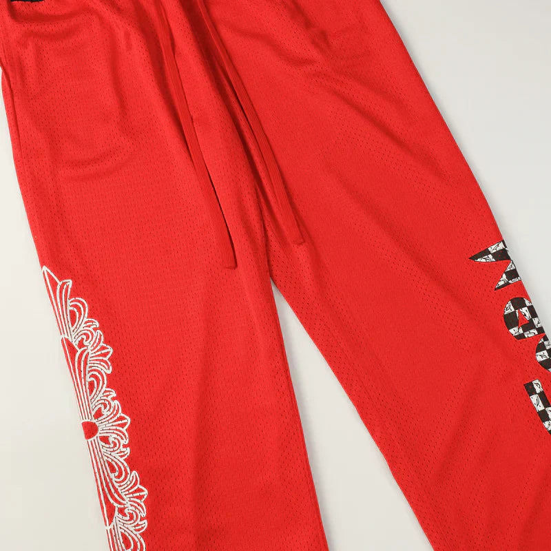 【Chrome Hearts】クロムハーツ マティボーイ グラフィティ レッドメッシュ トラックパンツ 9997