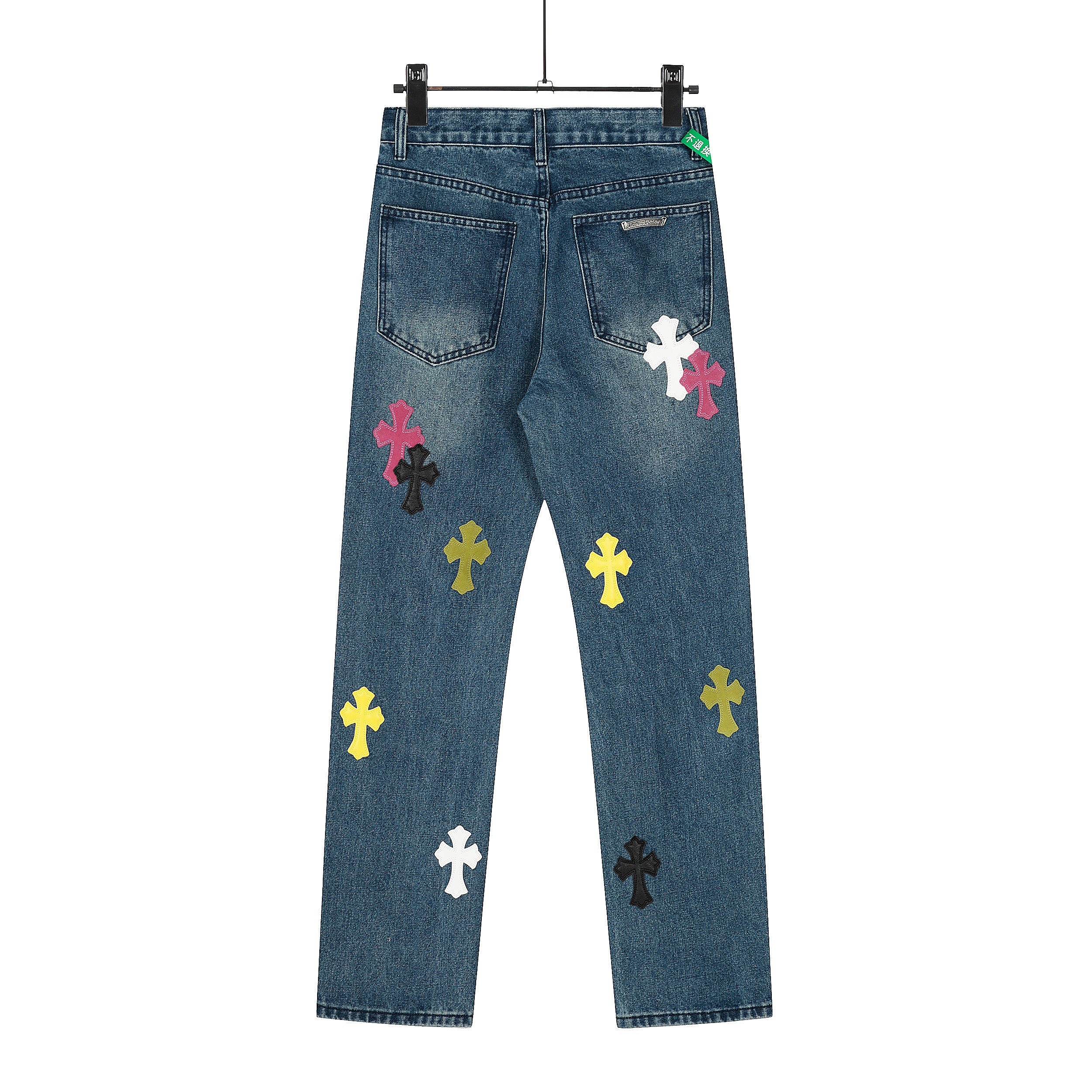 【Chrome Hearts】クロムハーツ 限定版 カラフルレザー マルチカラー ハイストリートワークジーンズ