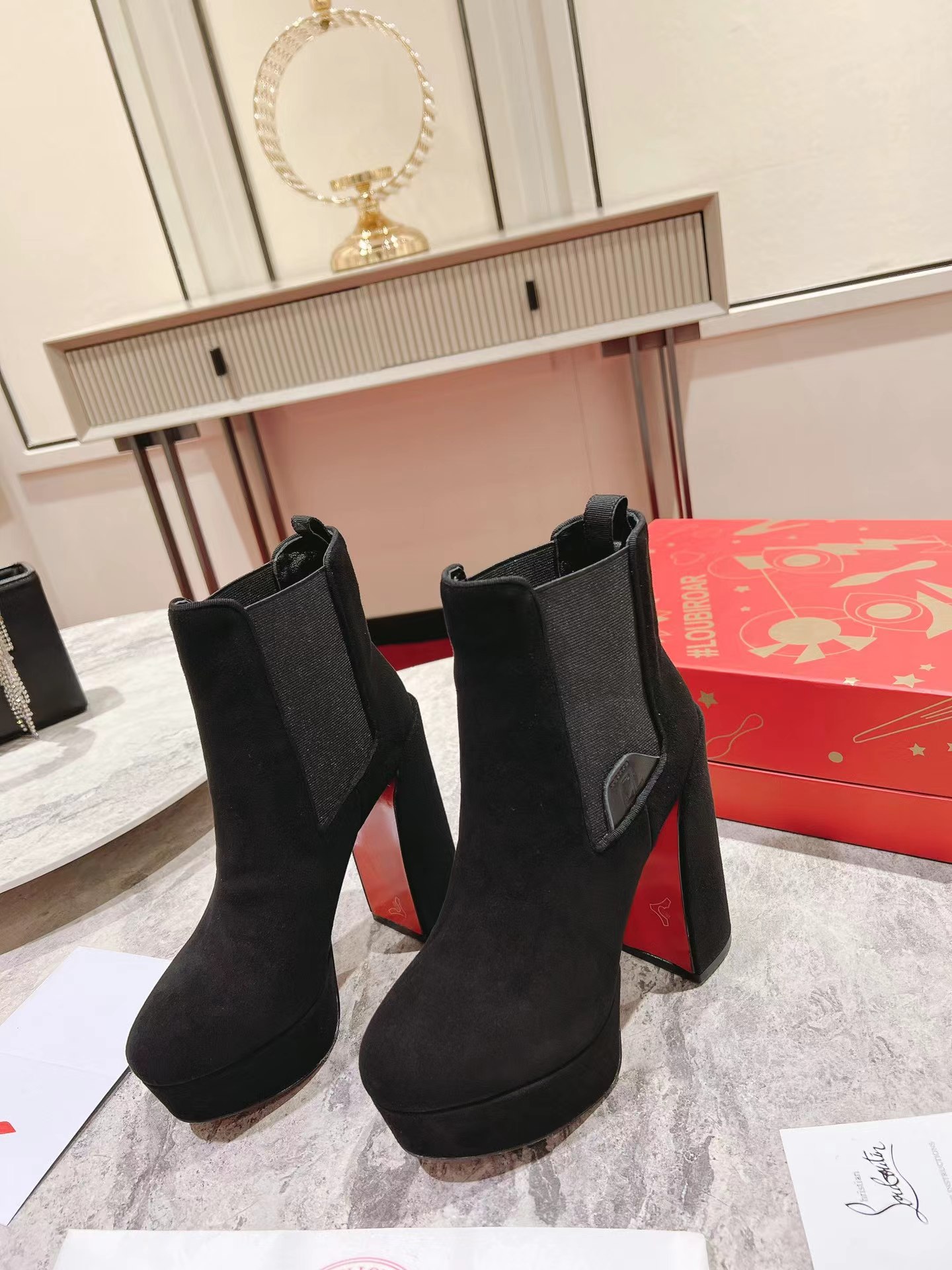 【Christian Louboutin】クリスチャン ルブタン Movidastic 130 mm Low Boots Veau Velours Black-高島屋オンラインストア - 公式