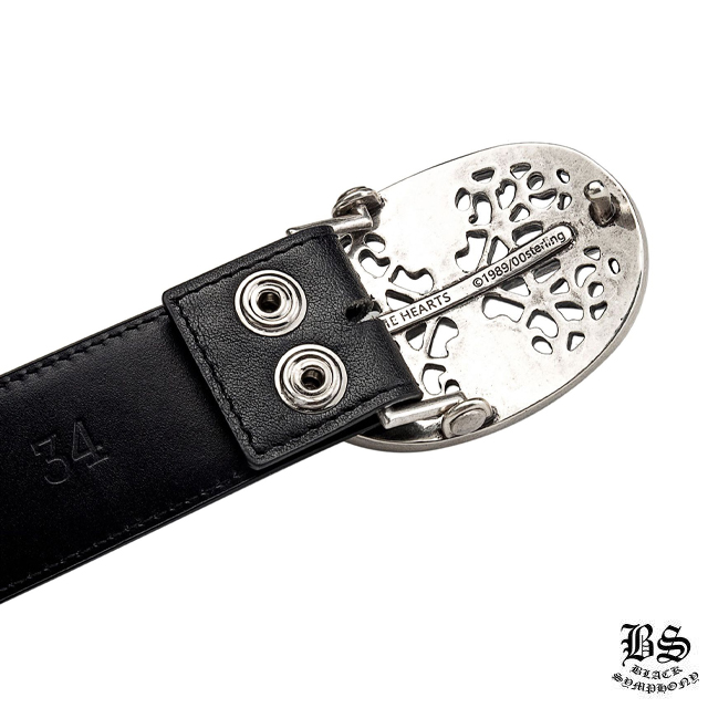 クロムハーツ クラシックオーバルクロスバックル&プレーンブラックレザー1.5ホースシューリベット ベルトセット