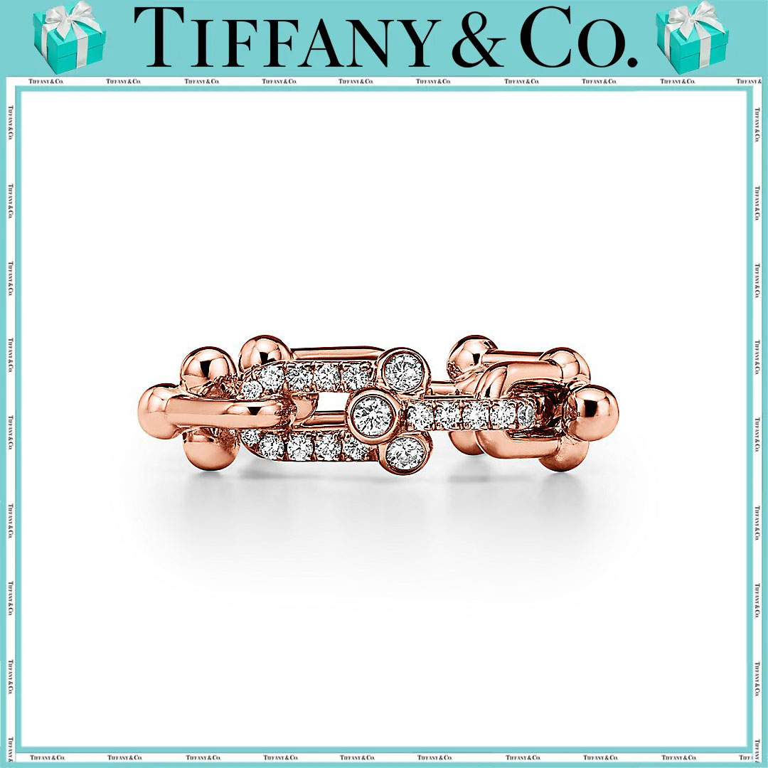 ティファニー/Tiffany ハードウェア スモール リンク リング ダイヤモンド ローズゴールド - 男女兼用