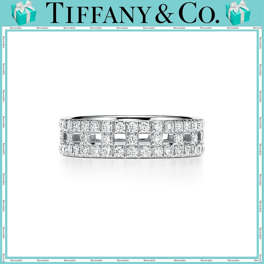 ティファニー/Tiffany  T トゥルー ワイド リング パヴェ ダイヤモンド ホワイトゴールド - 男女兼用